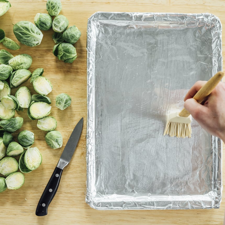 Balsamic Roasted Brussels Sprouts Step 1