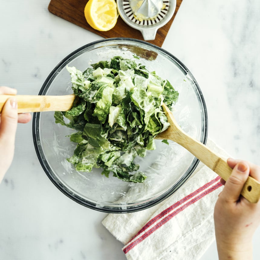 Chopped Caesar Salad on Cheese Pizzaa Crust Step3