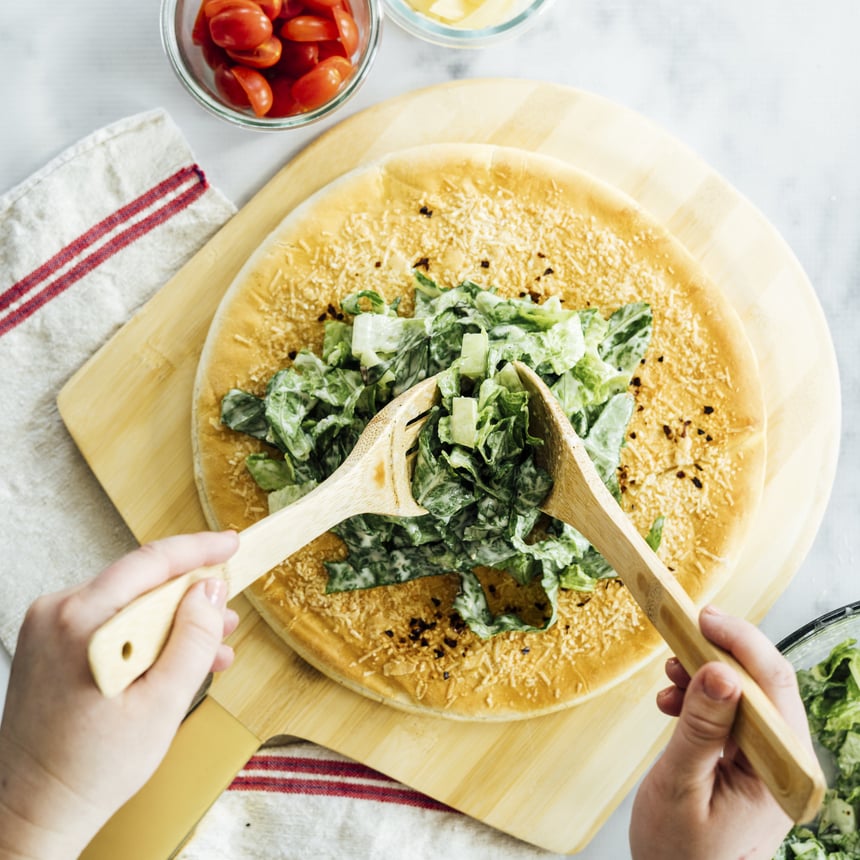 Chopped Caesar Salad on Cheese Pizzaa Crust Step4