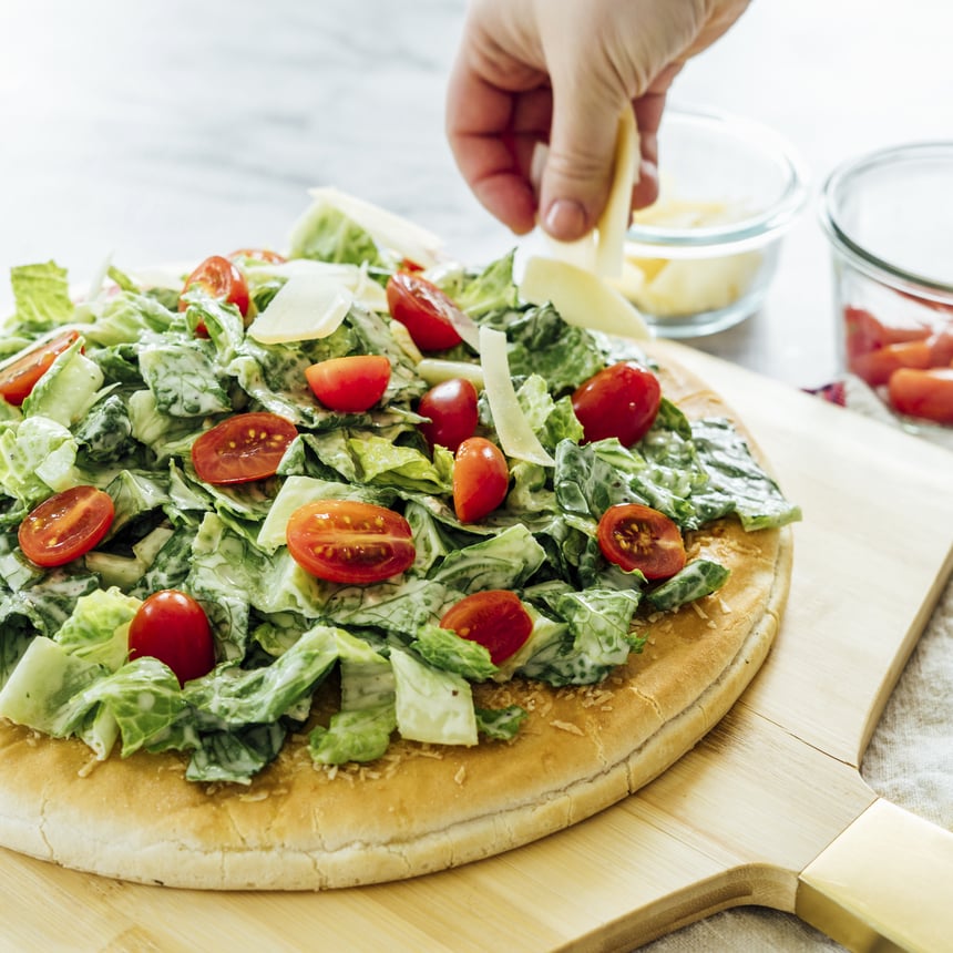 Chopped Caesar Salad on Cheese Pizzaa Crust Step5