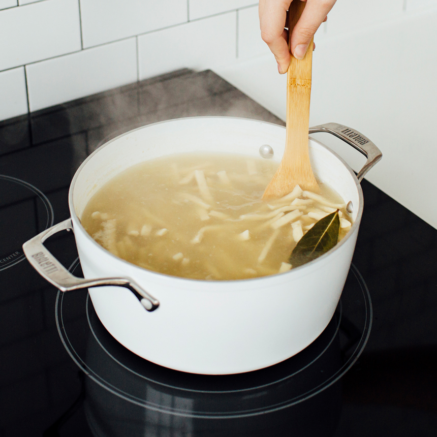 Classic Chicken Noodle Soup Step2 add noodles simmer and stir