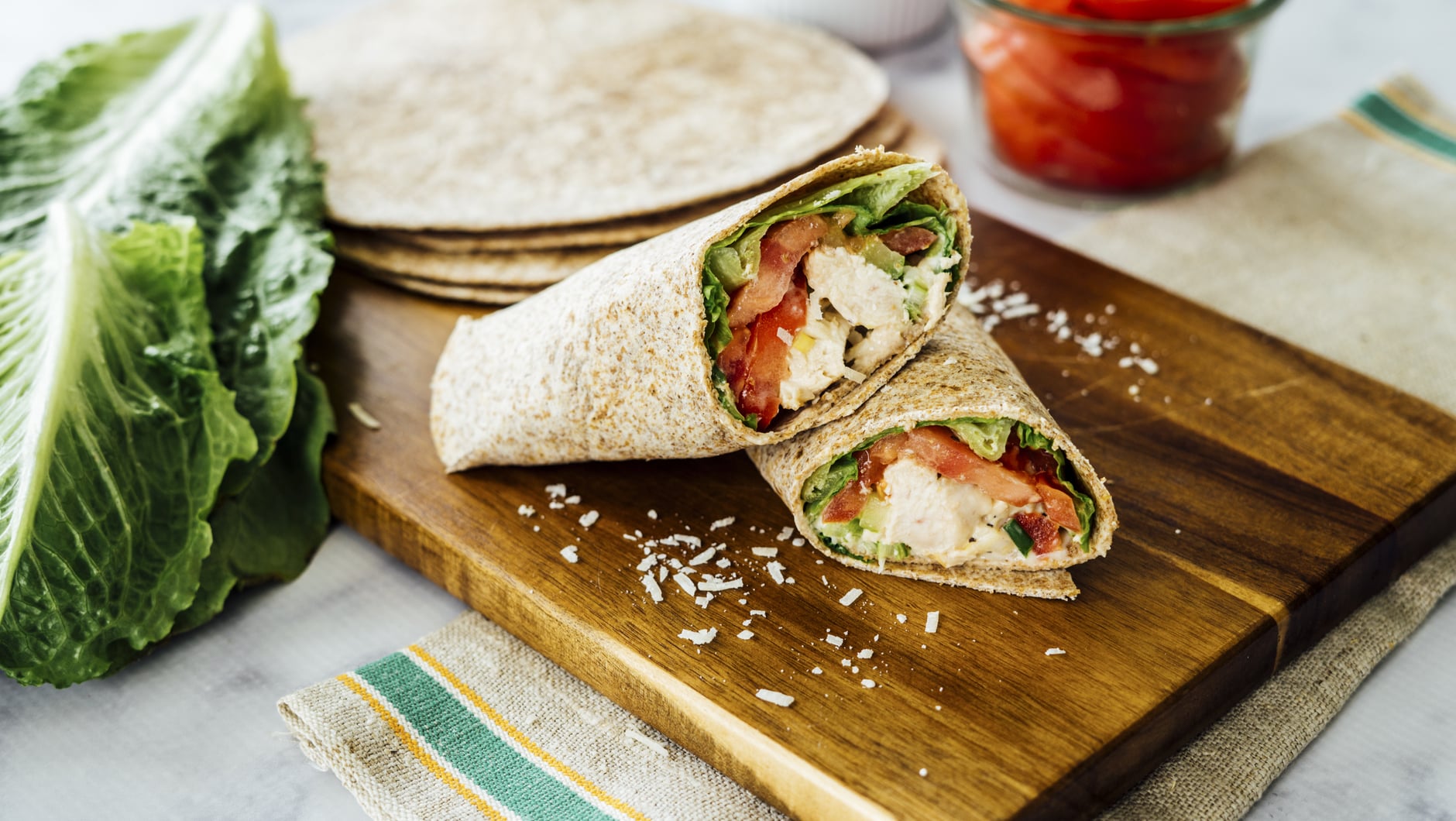 grilled chicken caesar salad wraps