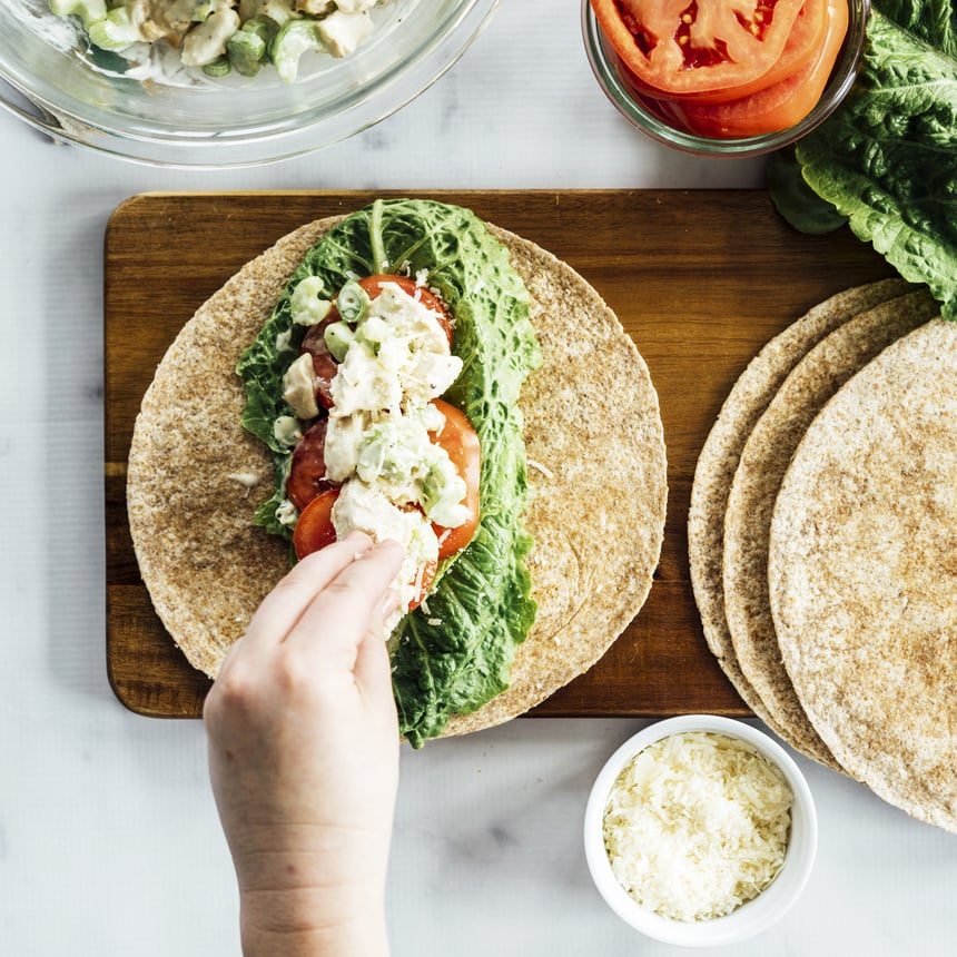 Grilled Chicken Caesar Salad Wrap Step4