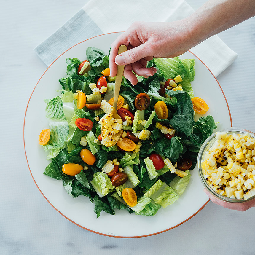 MIxed Greens with Charred Corn Step4