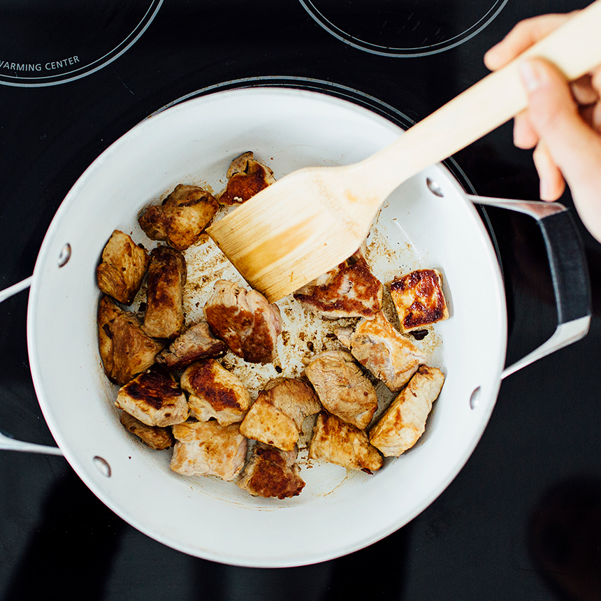 Pork Ragout Step1 sear pork cubes