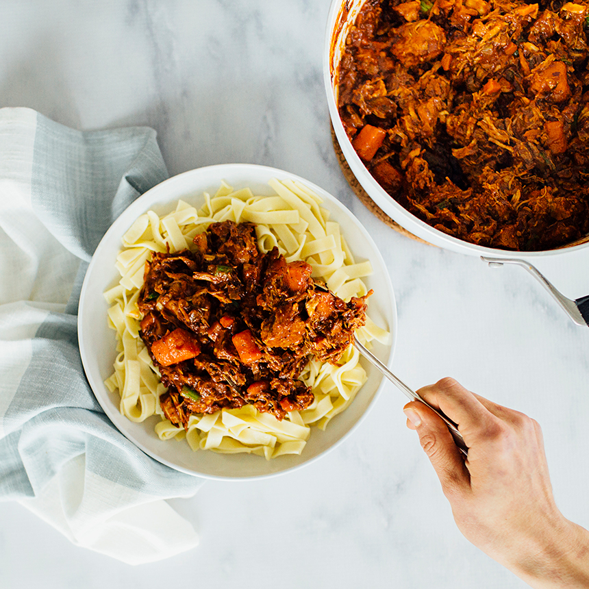 Pork Ragout Step5 serve over noodles