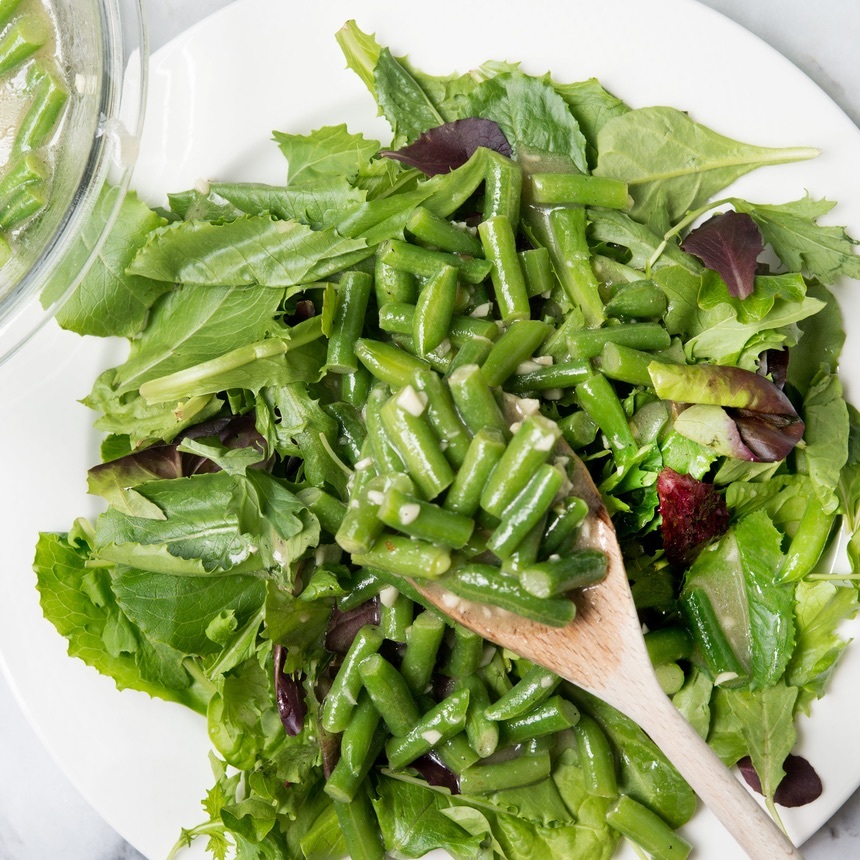 Pour mixture over lettuce