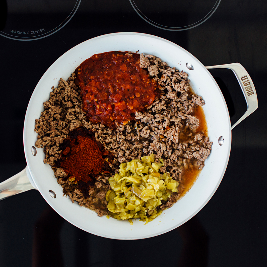 Southwest Chili Step2 add chili powder cumin salsa chiles