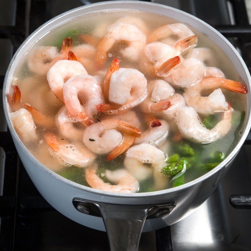 add asparagus and shrimp