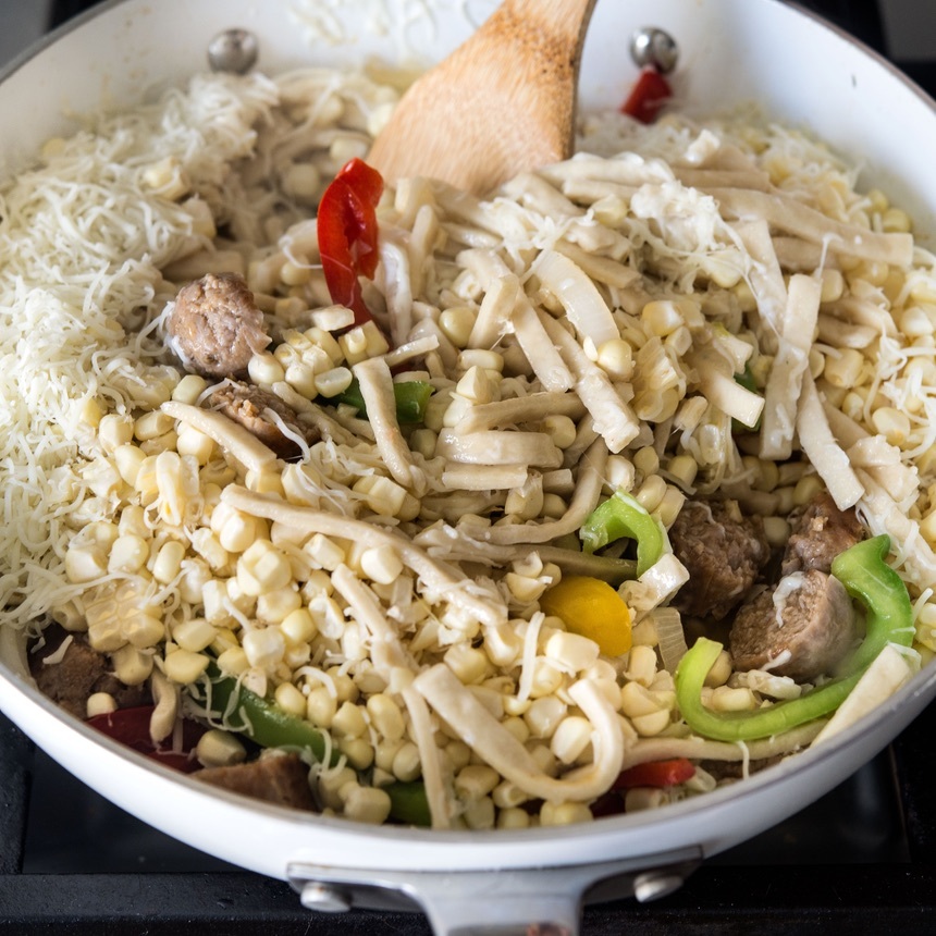 add cheese and parsley