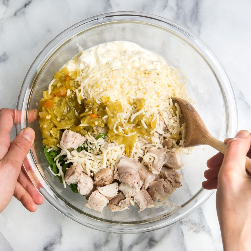 add chicken to dressing