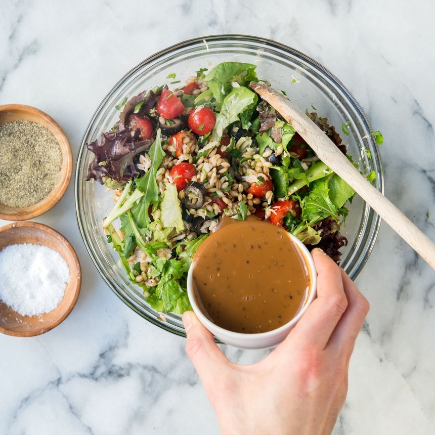 add dressing and toss