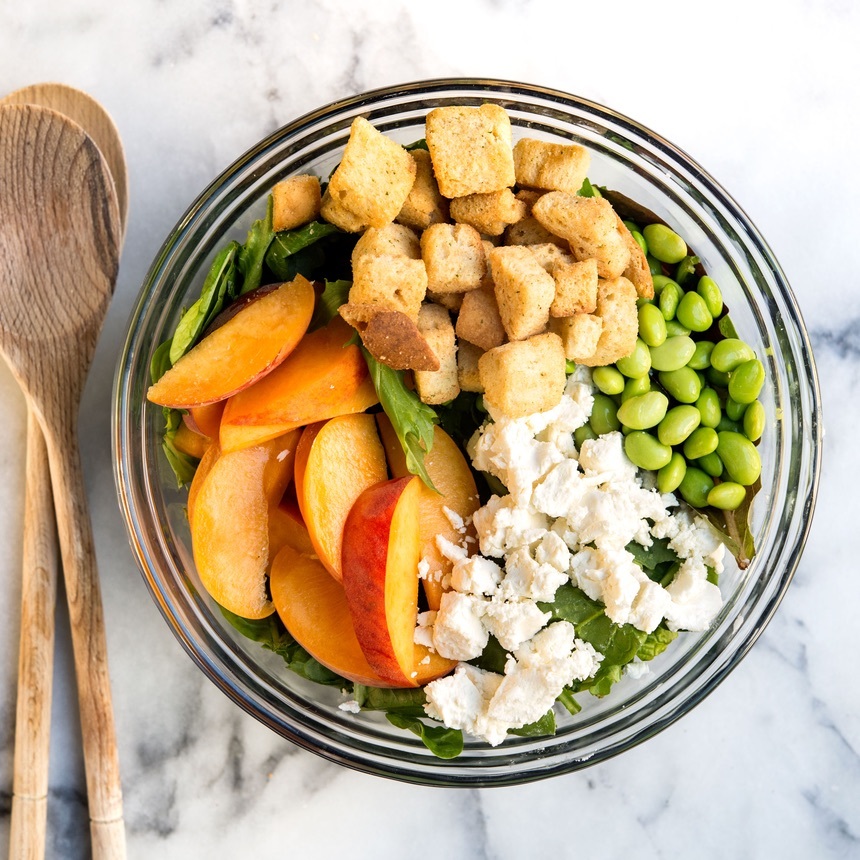 add nectarines edamame cheese