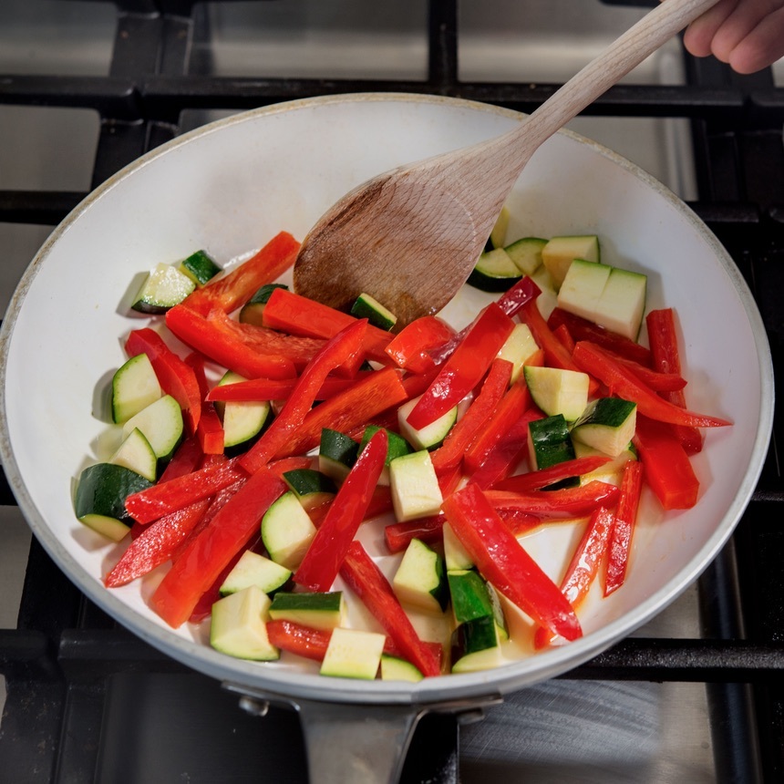 add peppers and zucchini