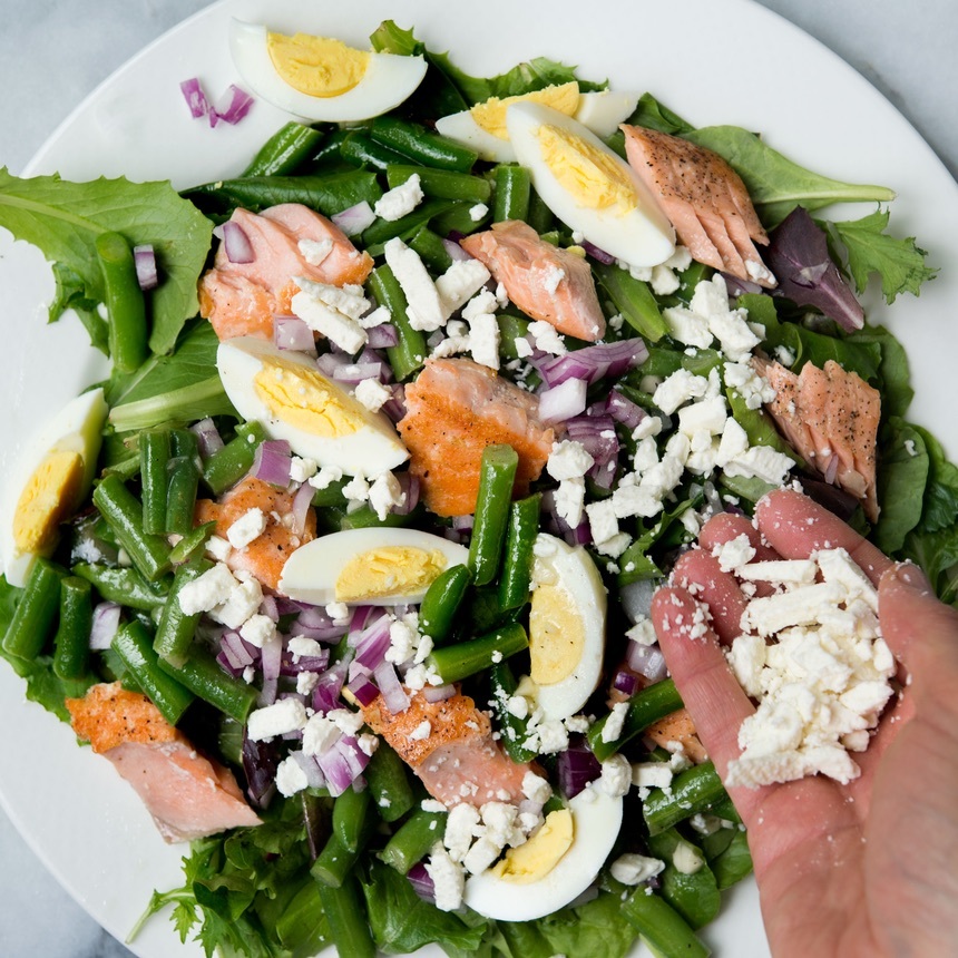 add salmon eggs cheese