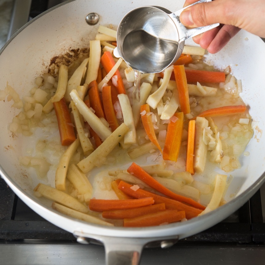 add water to vegetables