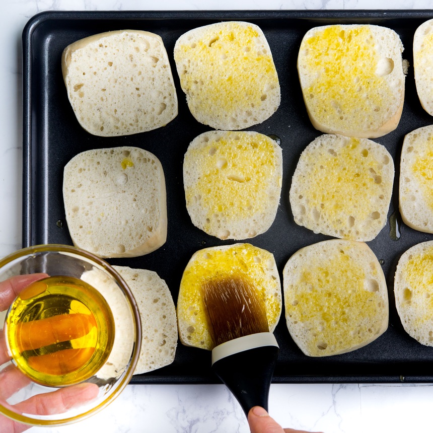 brush rolls with olive oil