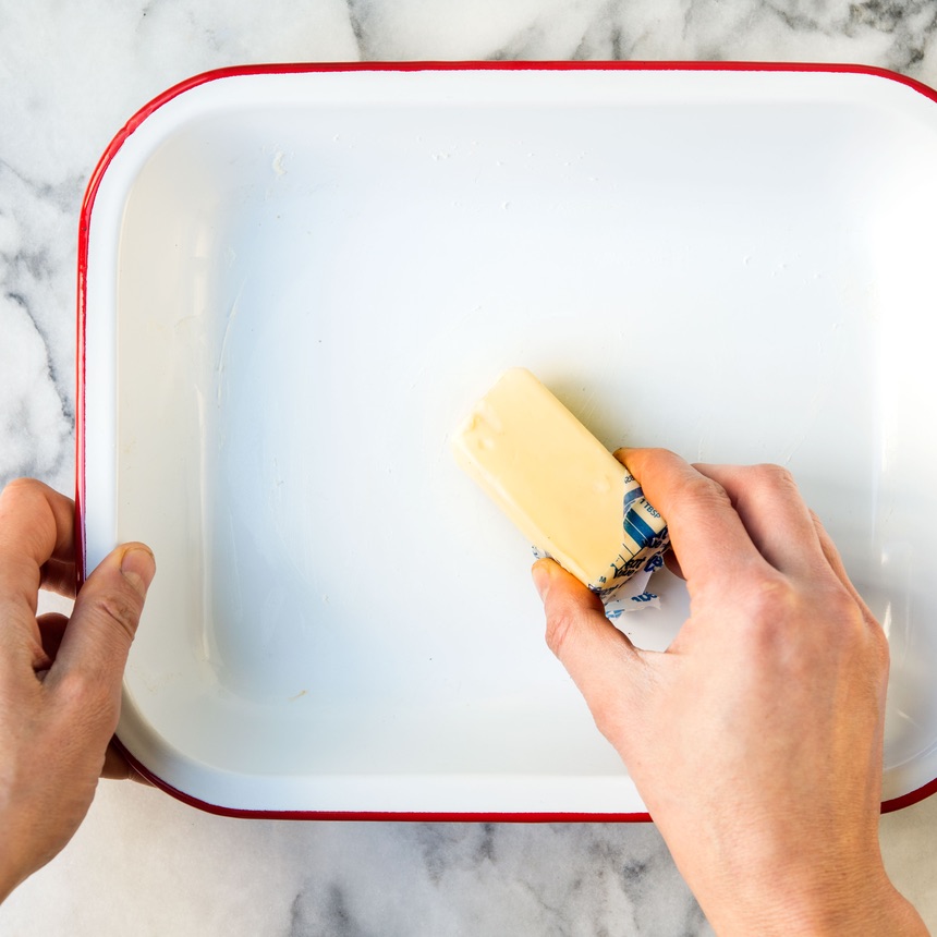 buttering 8x8 baking dish