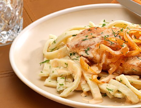 Chicken Paprikash with Dill Noodles