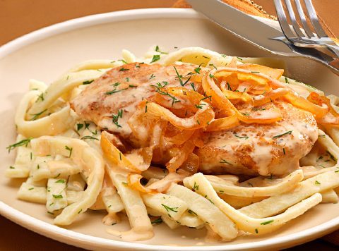Chicken Paprikash with Dill Noodles