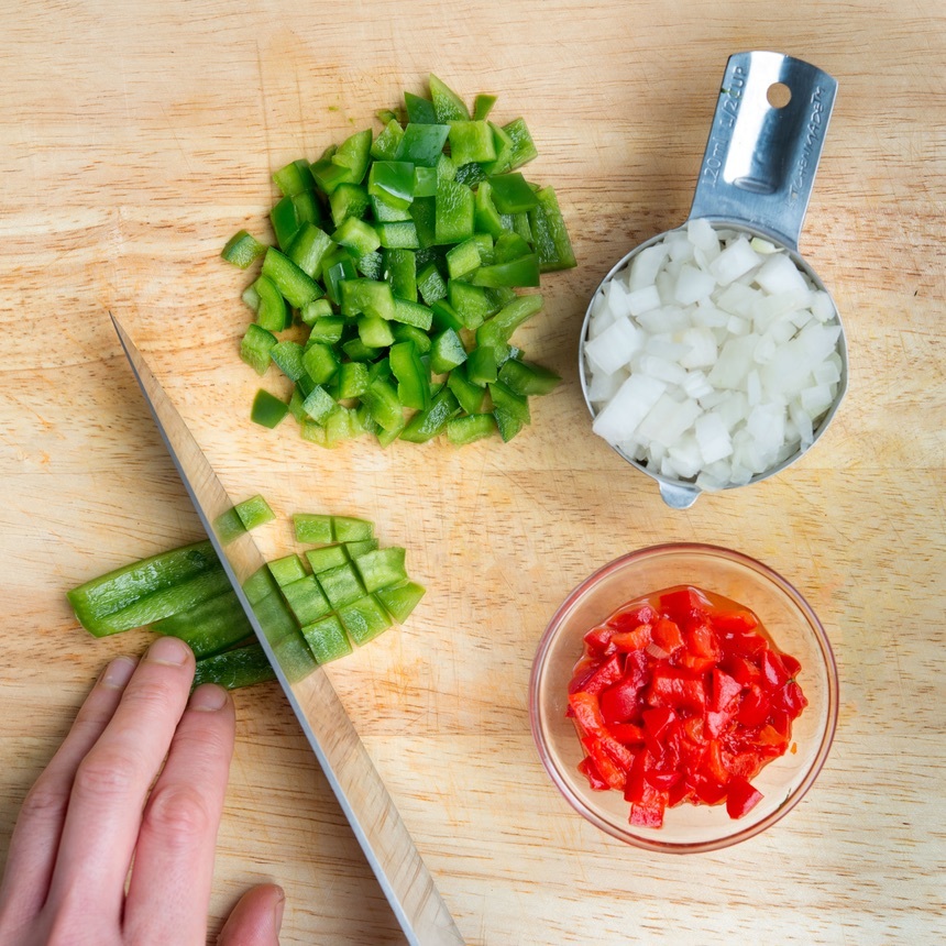 chop peppers onion pimento
