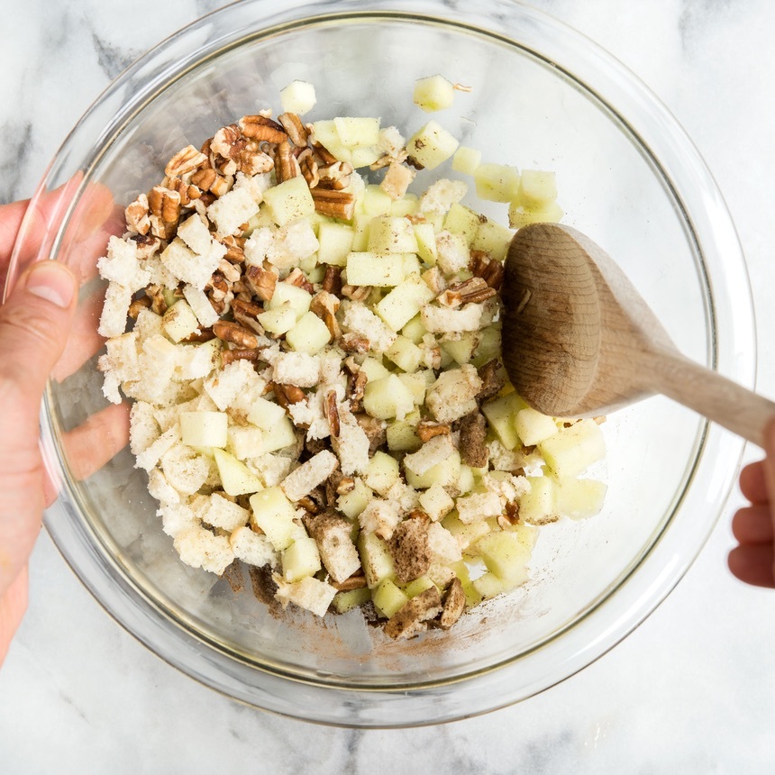 combine butter and bread crumbs