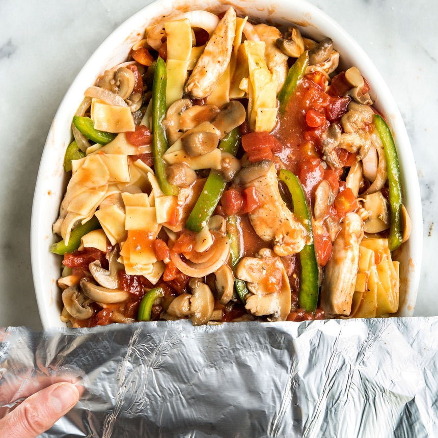 covering casserole with foil