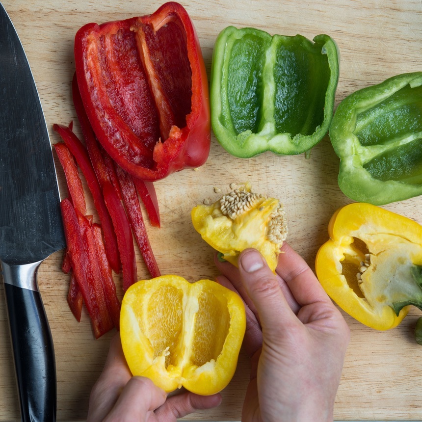 cut peppers in half