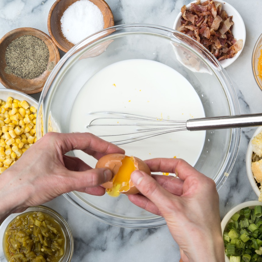 egg added to mixing bowl