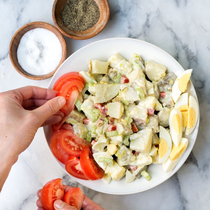 garnish with hardboiled egg