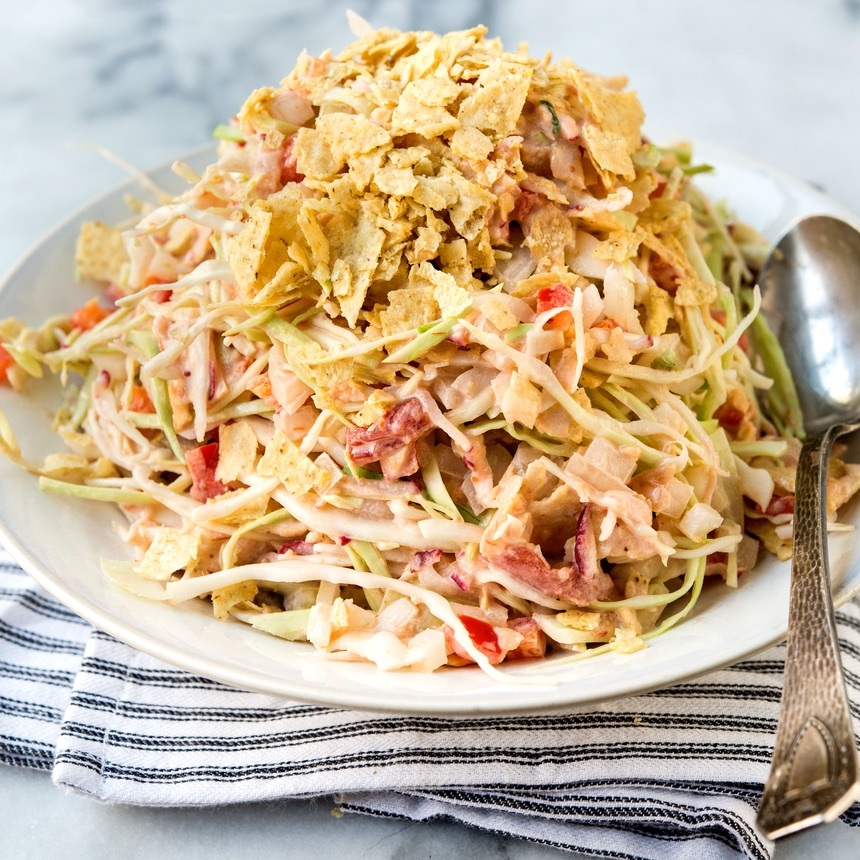 garnish with tortilla chips