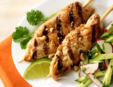 Grilled Chicken Satay with Chopped Cucumber Salad