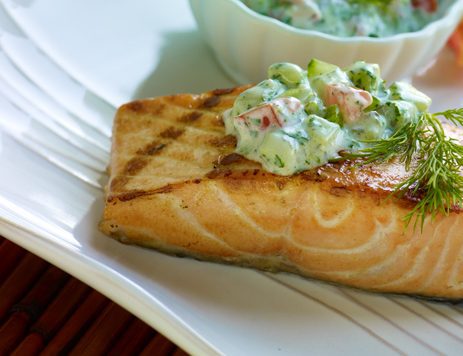 Grilled Salmon With Cucumber Dill Salsa