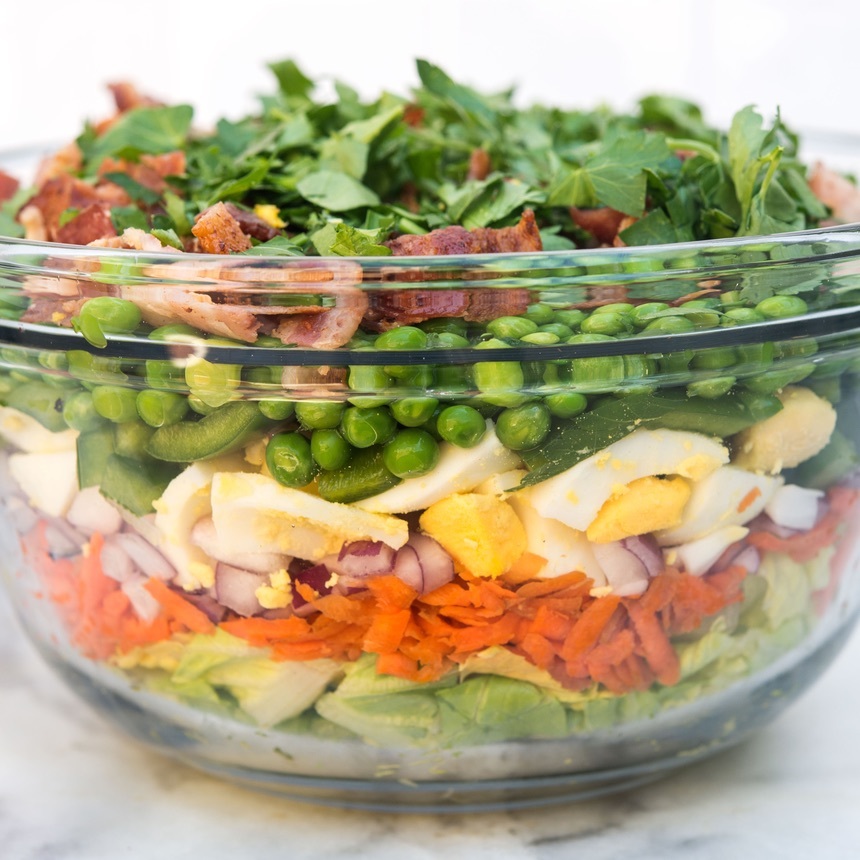 layer ingredients in bowl