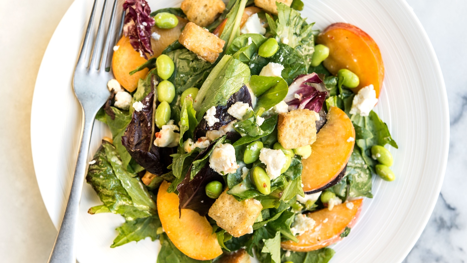 main mixed salad with honey croutons