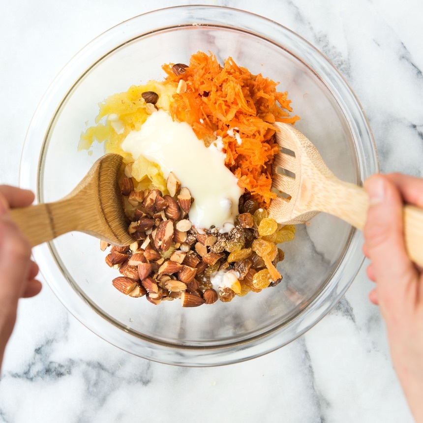 mix carrots with dressing