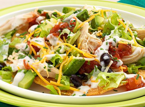 Open Face Chicken Tostada Salad