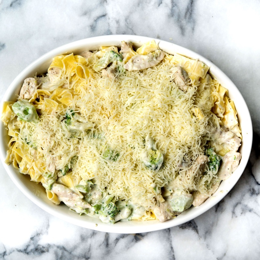 pour into casserole dish