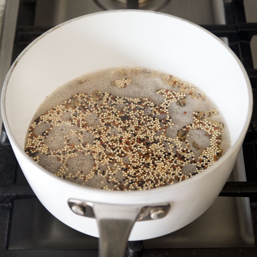 quinoa boiling in pot