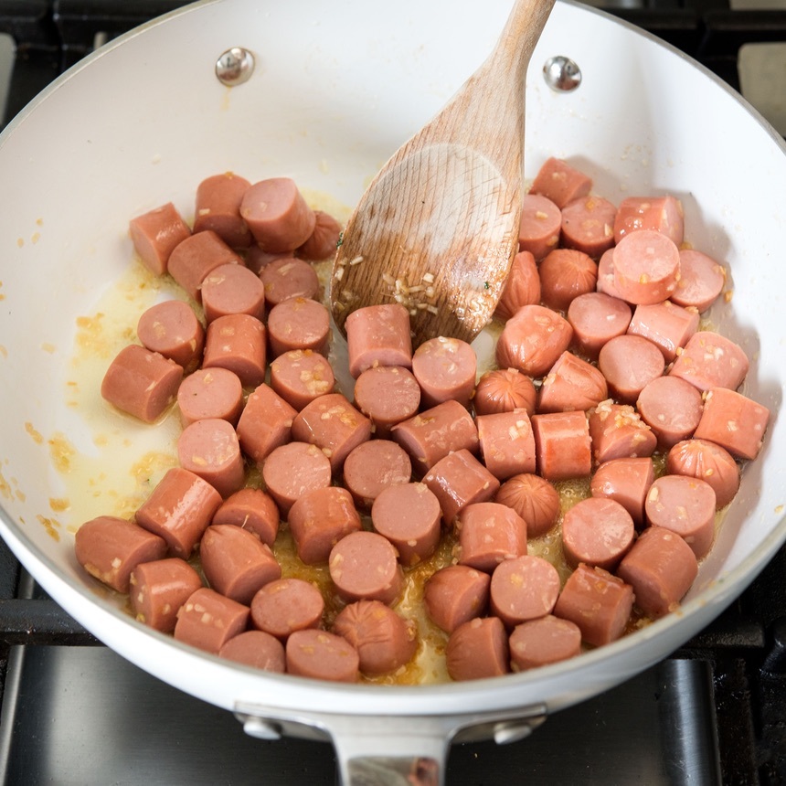 sautee hot dogs