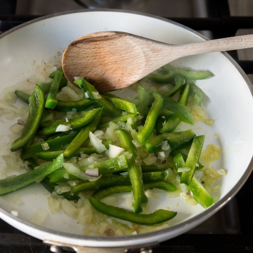 sautee peppers onions