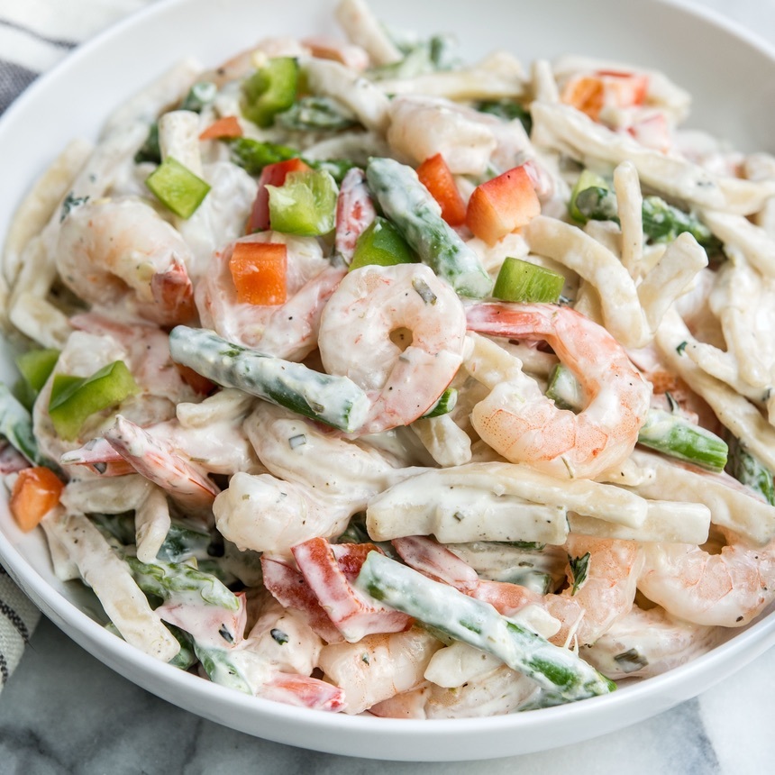 serve the shrimp asparagus noodles