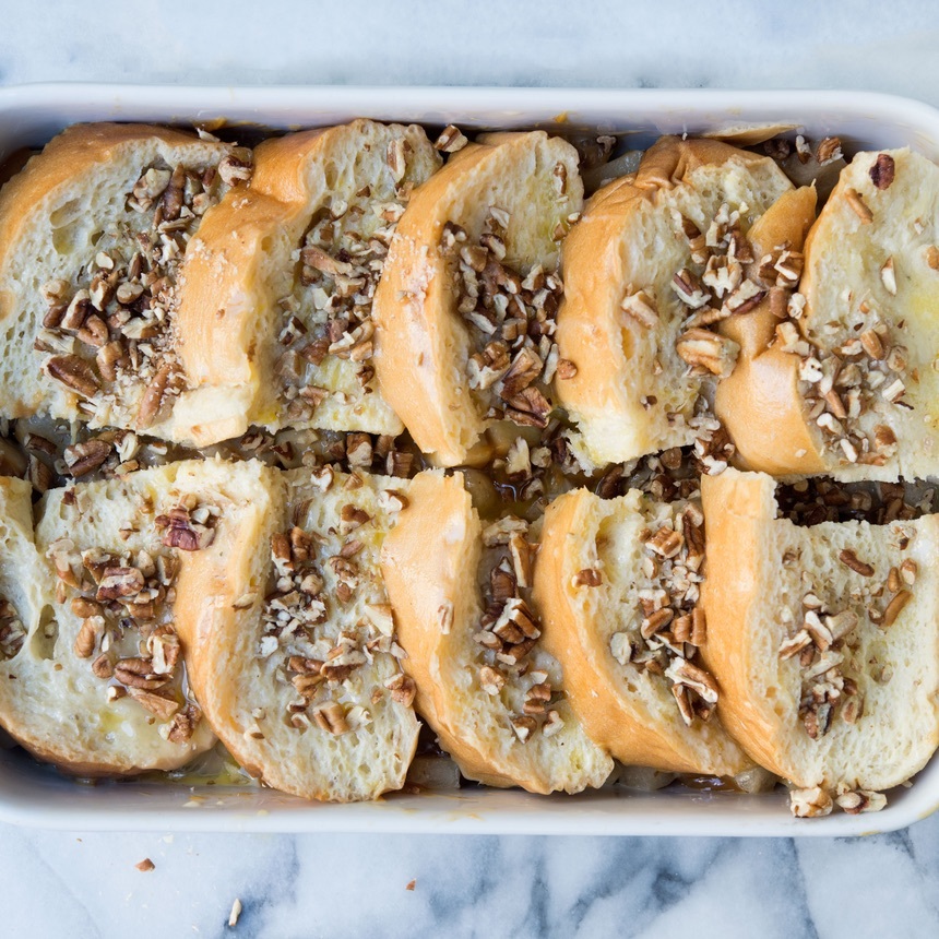 sprinkle nuts on bread