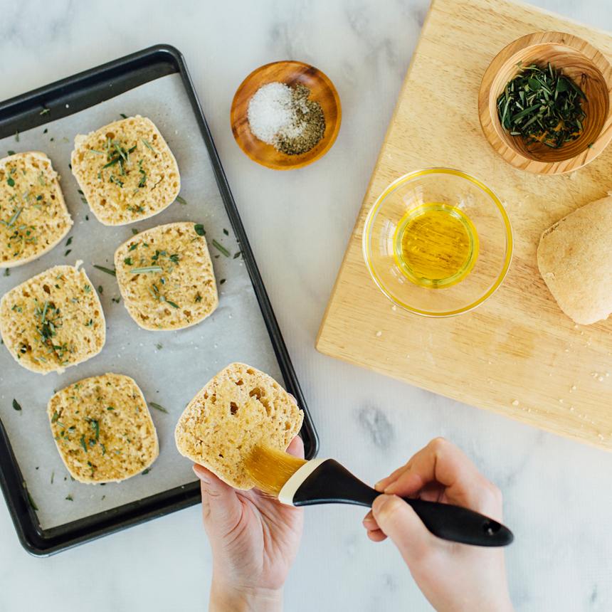 step1 brush rolls with olive oil