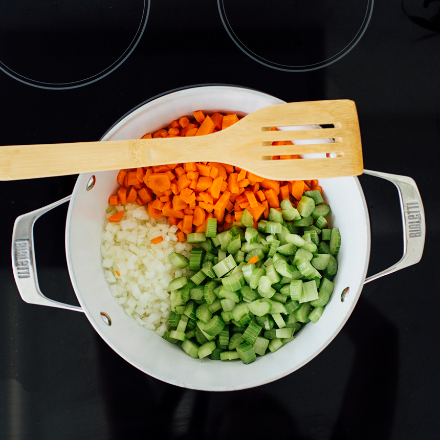 step2 saute onions carrots celery