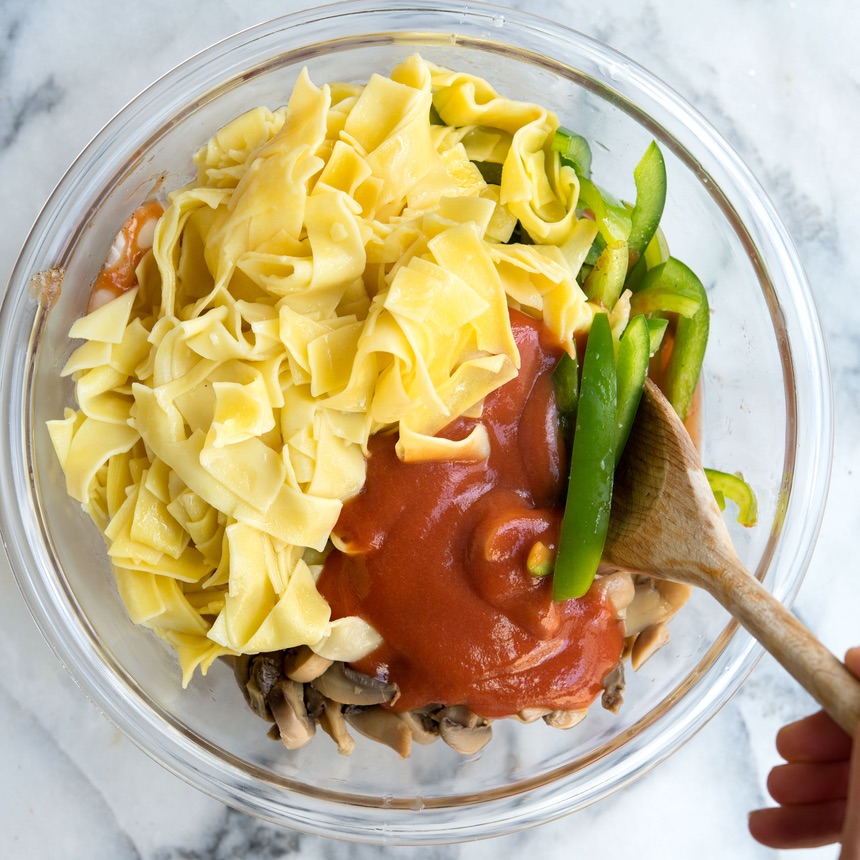 stir noodles into mixture