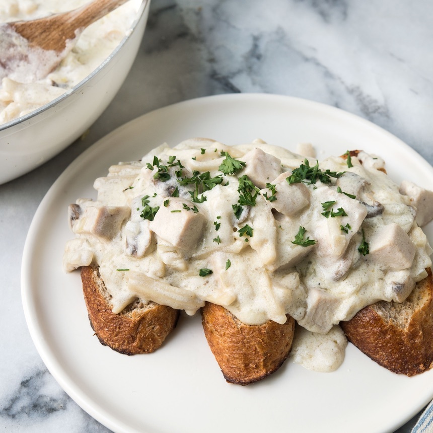top bread with turkey mixture
