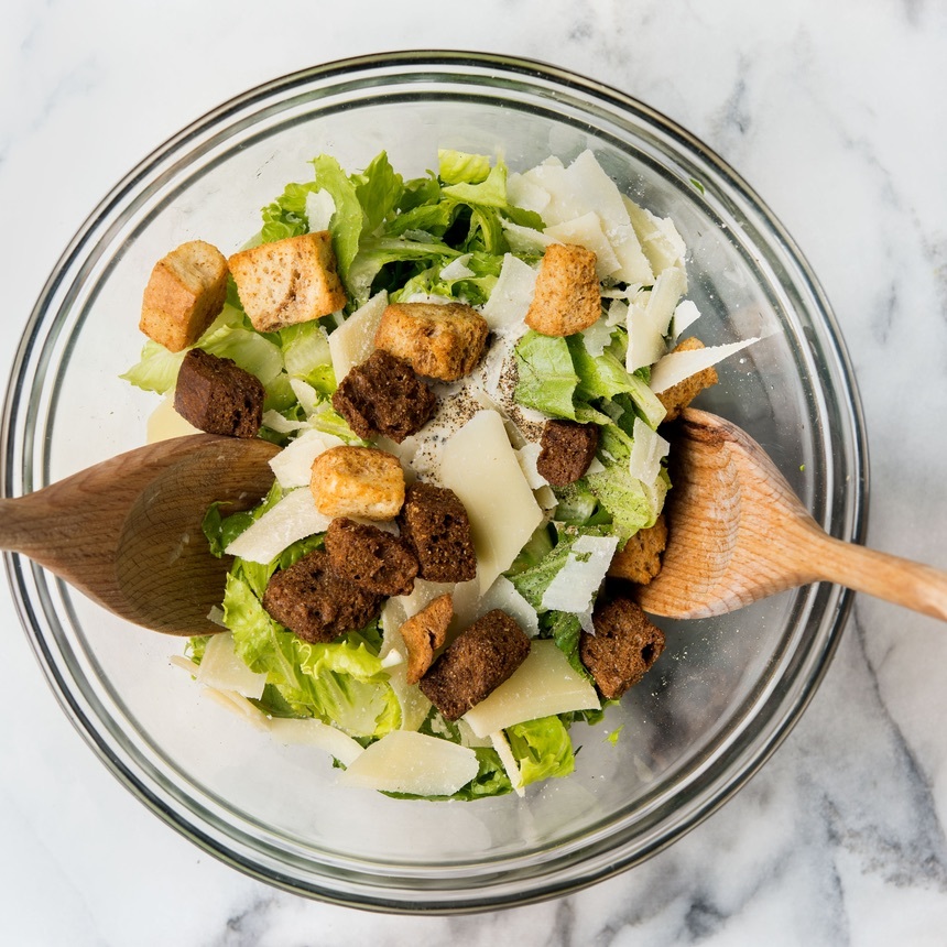 toss croutons in salad