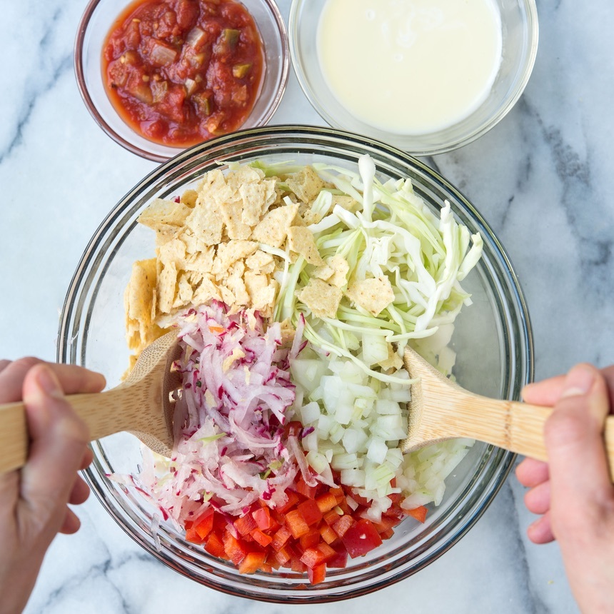 toss ingredients gently