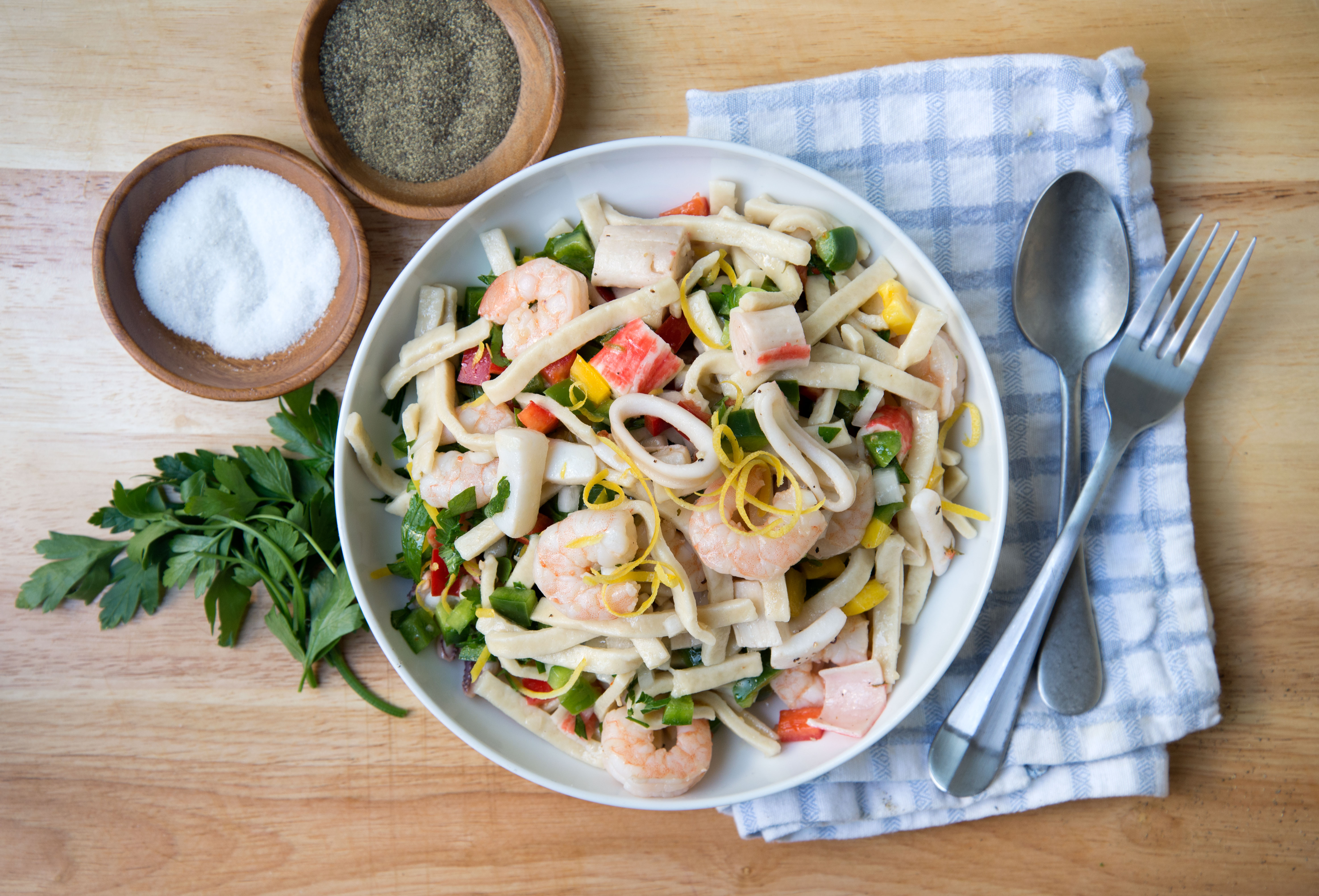 chilled seafood pasta salad